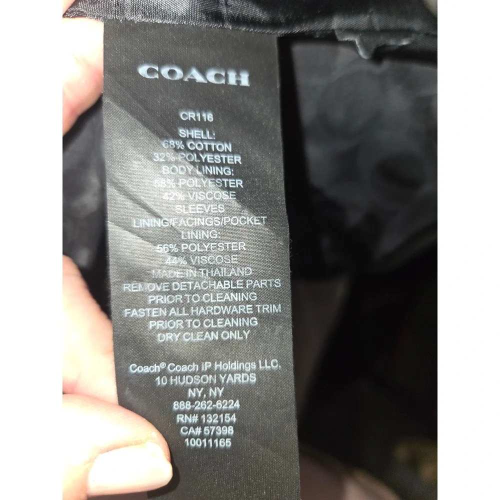 Coach The Trench Black Double Breasted Signature Lining Coat  Women missing belt
